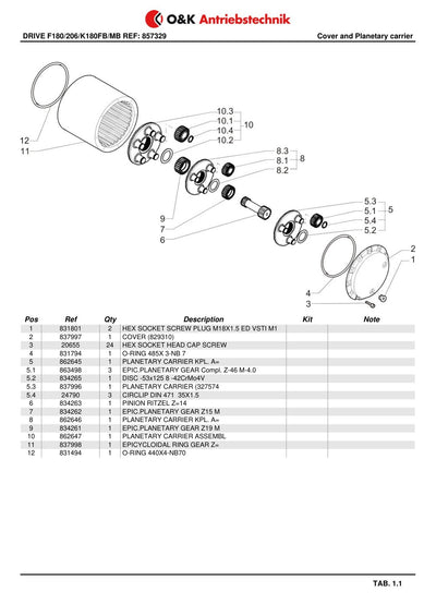 Carraro F180/206/K180FB/MB Final Drive Parts Catalog (Ref. 857329) – sample page 1