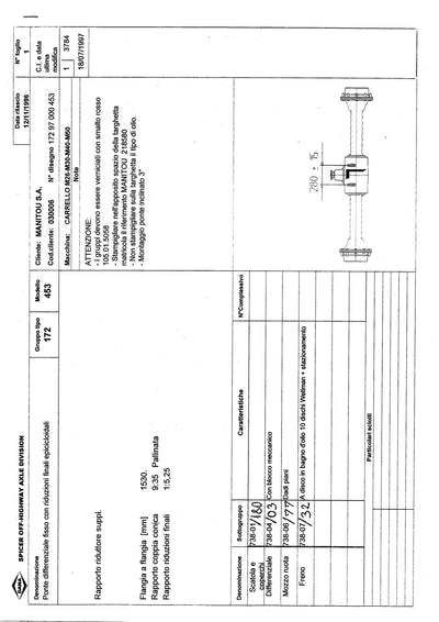 Dana Spicer 172/453 Axle Parts Catalog for Manitou M26-M30-M40-M50 Forklift (Manitou 218580) – sample page 1