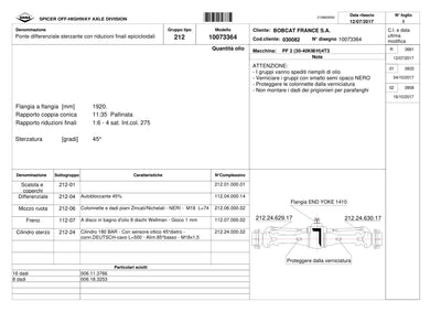 Dana Spicer 212/10073364 Steering Axle Parts Catalog for Bobcat PF 2 (30-40KM/H)4T3 – sample page 1