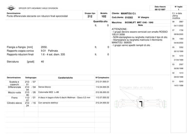 Dana Spicer 212/102 Steering Axle Parts Catalog for Manitou MRT 1540 - 1840 Telehandler (Manitou 569555) – sample page 1