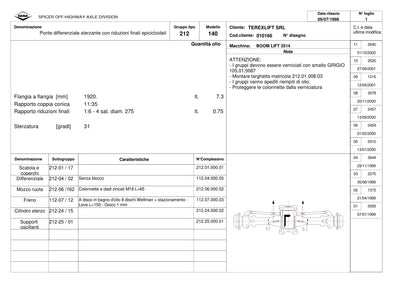 Dana Spicer 212/140 Steering Axle Parts Catalog for Terex 3514 Telehandler – sample page 1