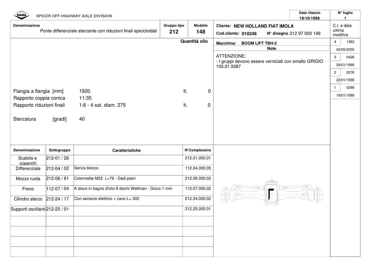 Dana Spicer 212/148 Steering Axle Parts Catalog for CNH 2 Telehandler – sample page 1