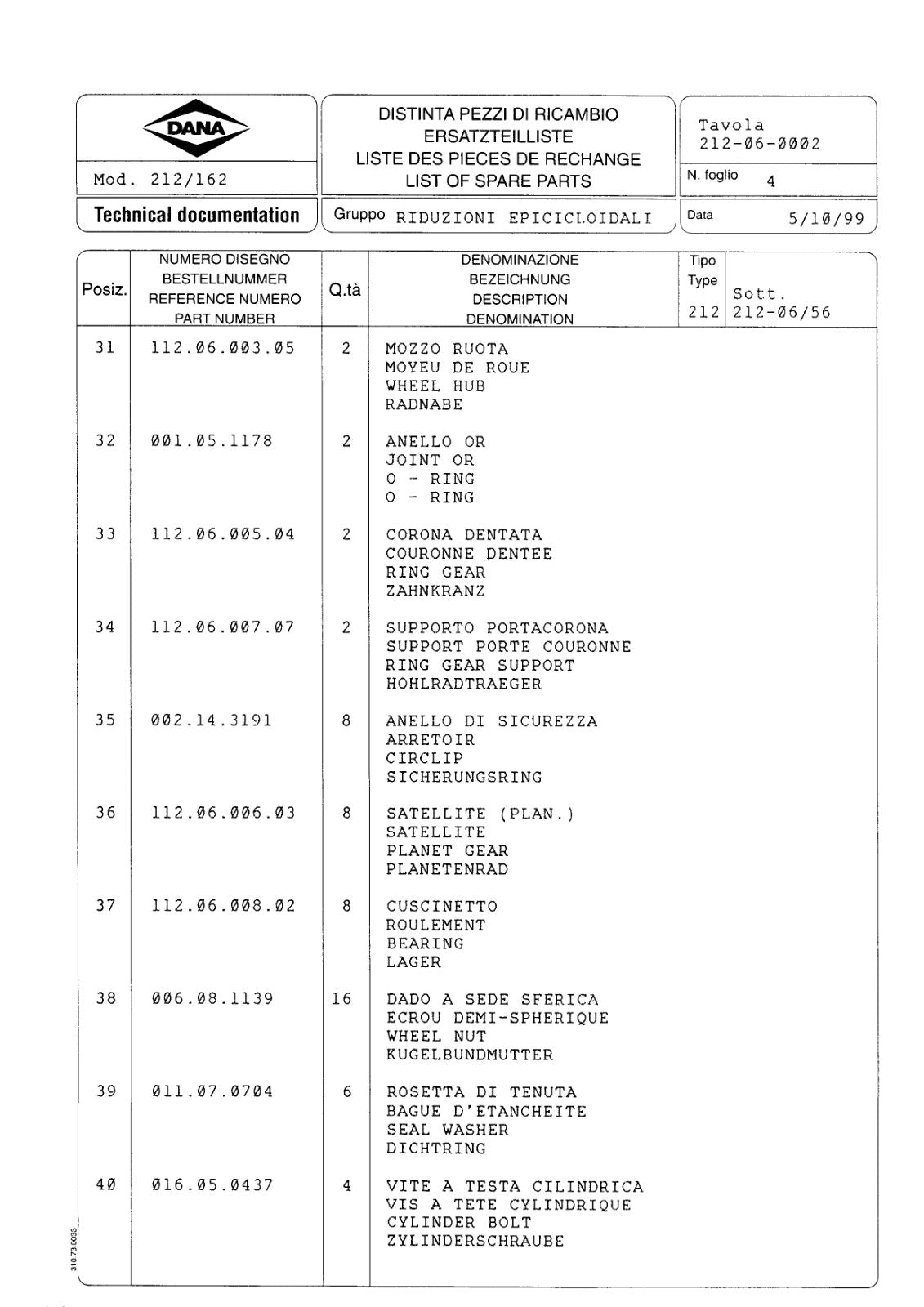 Dana Spicer 212/162 Steering Axle Parts Catalog for Ahlmann AS 65/85 Wheel Loader – sample page 3