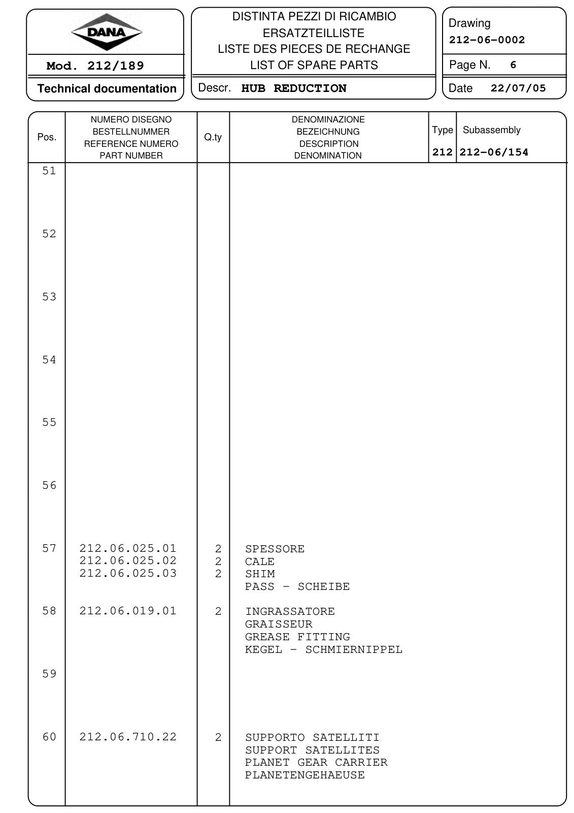 Dana Spicer 212/189 Steering Axle Parts Catalog for JLG Telehandler – sample page 3