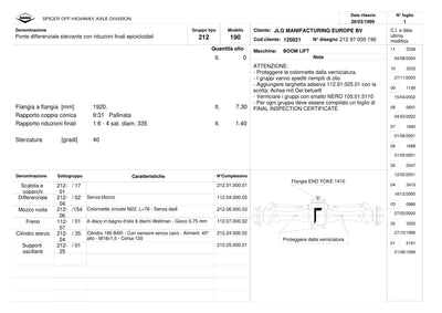 Dana Spicer 212/190 Steering Axle Parts Catalog for JLG Telehandler – sample page 1