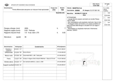 Dana Spicer 212/193 Steering Axle Parts Catalog for Manitou P 080 S2 Telehandler – sample page 1