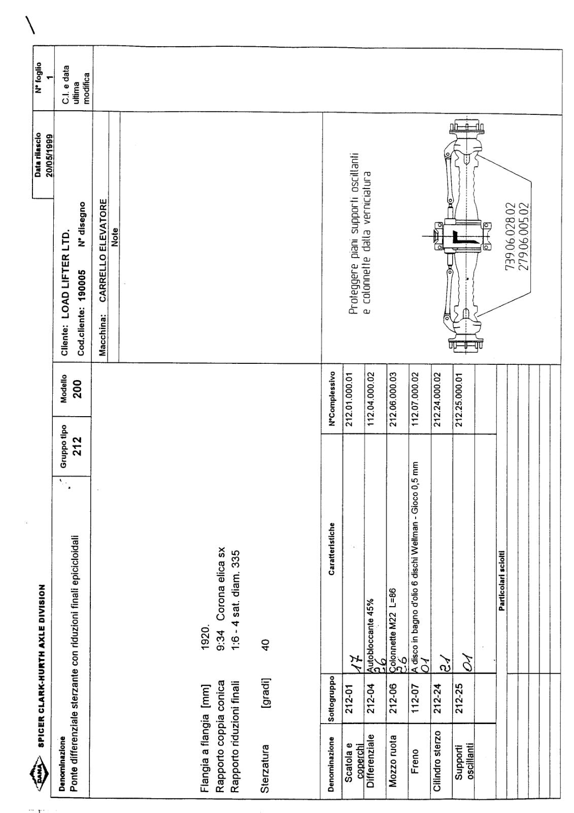Dana Spicer 212/200 Steering Axle Parts Catalog for Load Lifter Forklift – sample page 1