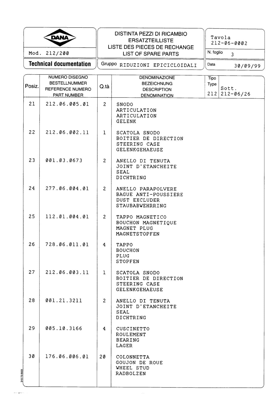 Dana Spicer 212/200 Steering Axle Parts Catalog for Load Lifter Forklift – sample page 2