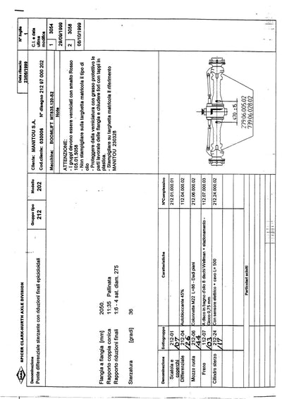 Dana Spicer 212/202 Steering Axle Parts Catalog for Manitou MT835.120-S2 Telehandler – sample page 1