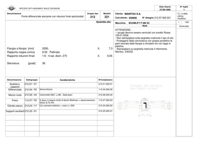 Dana Spicer 212/221 Steering Axle Parts Catalog for Manitou P 080 S2 Telehandler – sample page 1