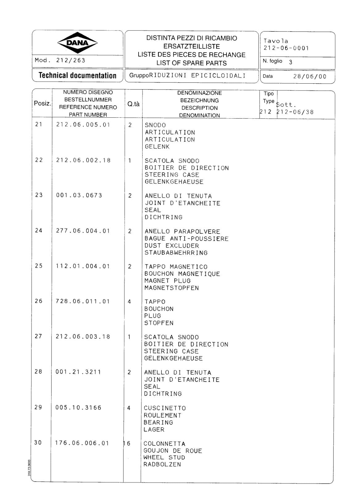Dana Spicer 212/263 Steering Axle Parts Catalog for Manitou Telehandler – sample page 2