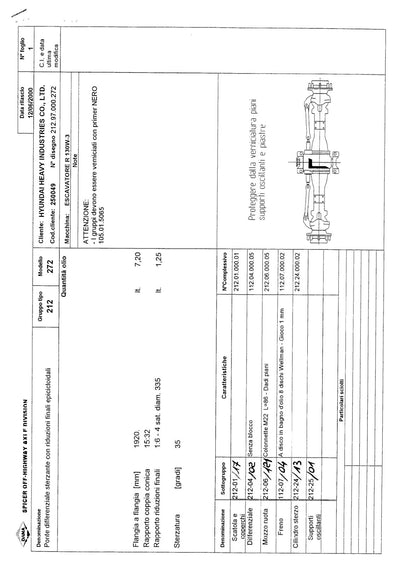 Dana Spicer 212/272 Steering Axle Parts Catalog for Hyundai R 130W-3 Wheeled Excavator – sample page 1