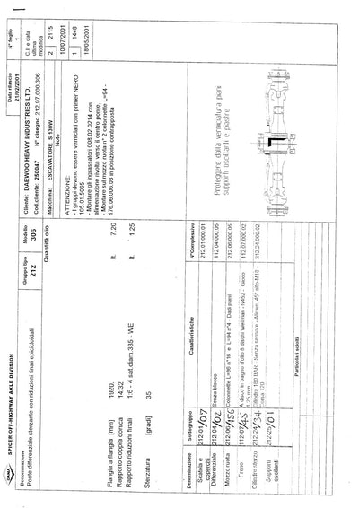 Dana Spicer 212/306 Steering Axle Parts Catalog for Daewoo S 130W Wheeled Excavator – sample page 1