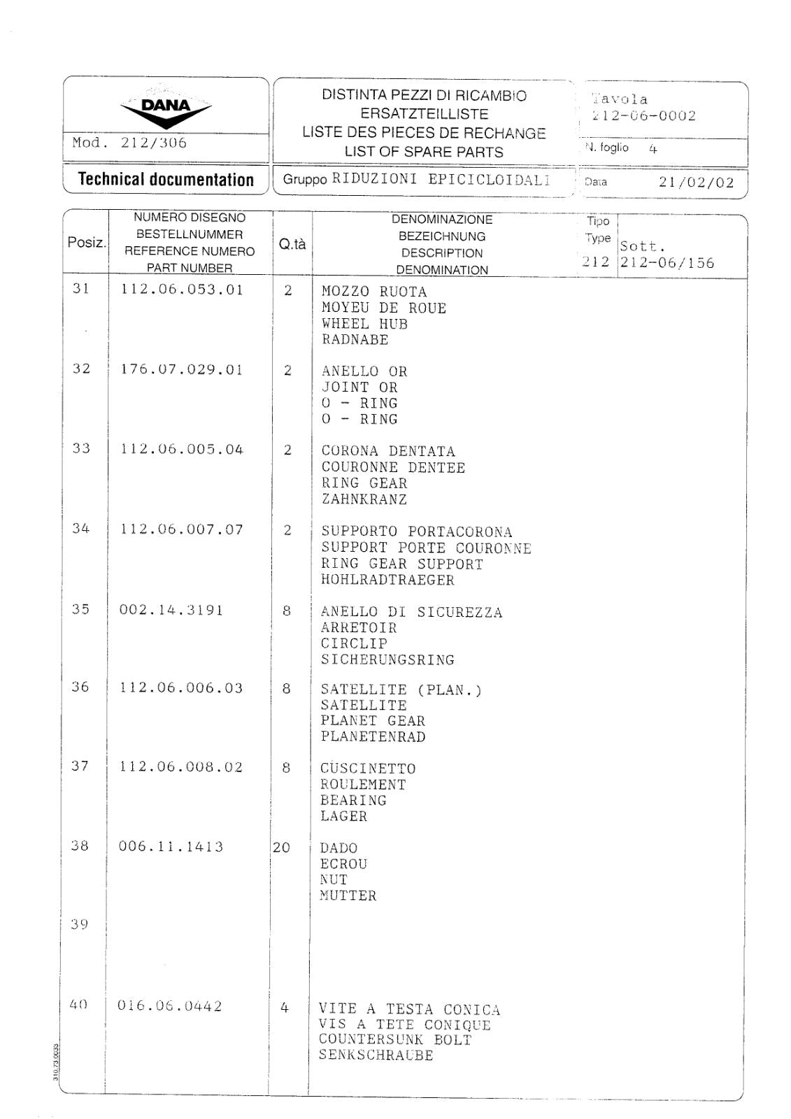 Dana Spicer 212/306 Steering Axle Parts Catalog for Daewoo S 130W Wheeled Excavator – sample page 3