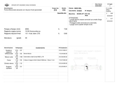 Dana Spicer 212/316 Steering Axle Parts Catalog for Dieci ETA 129 Telehandler – sample page 1
