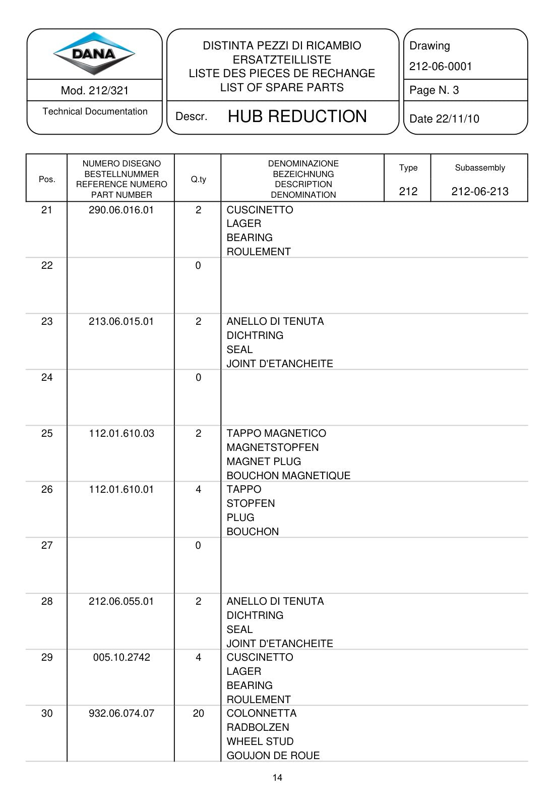 Dana Spicer 212/321 Steering Axle Parts Catalog for Merlo Treemme MM180B Forestry Tractor – sample page 2