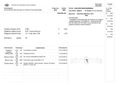Dana Spicer 212/322 Steering Axle Parts Catalog for Saelzer SF10 Beet Harvester – sample page 1