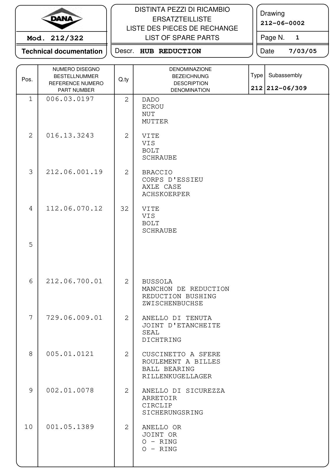 Dana Spicer 212/322 Steering Axle Parts Catalog for Saelzer SF10 Beet Harvester – sample page 3