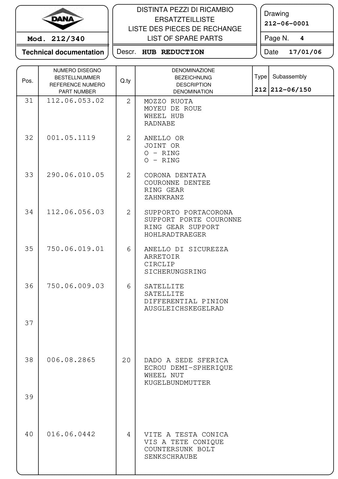 Dana Spicer 212/340 Steering Axle Parts Catalog for Dieci PEGASUS Telehandler – sample page 2
