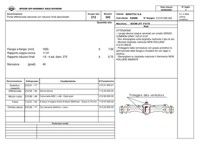 Dana Spicer 212/342 Steering Axle Parts Catalog for Manitou P 0170 Telehandler – sample page 1