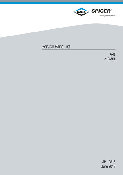 Dana Spicer 212/351 Steering Axle Parts Catalog for Paus MINCA18 Transporter – cover