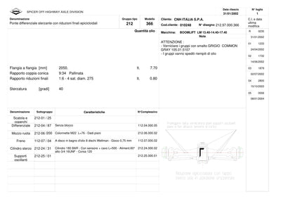 Dana Spicer 212/366 Steering Axle Parts Catalog for CNH LM 13.40-14.40-17.40 Telehandler – sample page 1