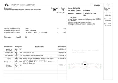 Dana Spicer 212/400 Steering Axle Parts Catalog for Dieci ET166 ETP152 PX13 Telehandler – sample page 1