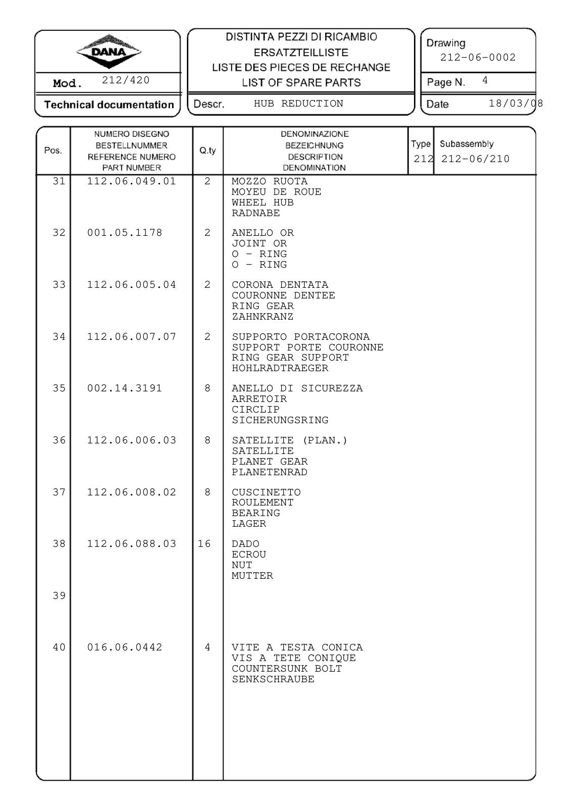 Dana Spicer 212/420 Steering Axle Parts Catalog for Plaisance VARIOTRAC 200 Forestry Tractor – sample page 2