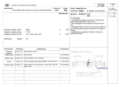 Dana Spicer 212/426 Steering Axle Parts Catalog for Manitou P 150 Telehandler (Manitou 240877) – sample page 1