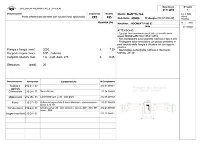 Dana Spicer 212/435 Steering Axle Parts Catalog for Manitou P 080 S2 Telehandler – sample page 1