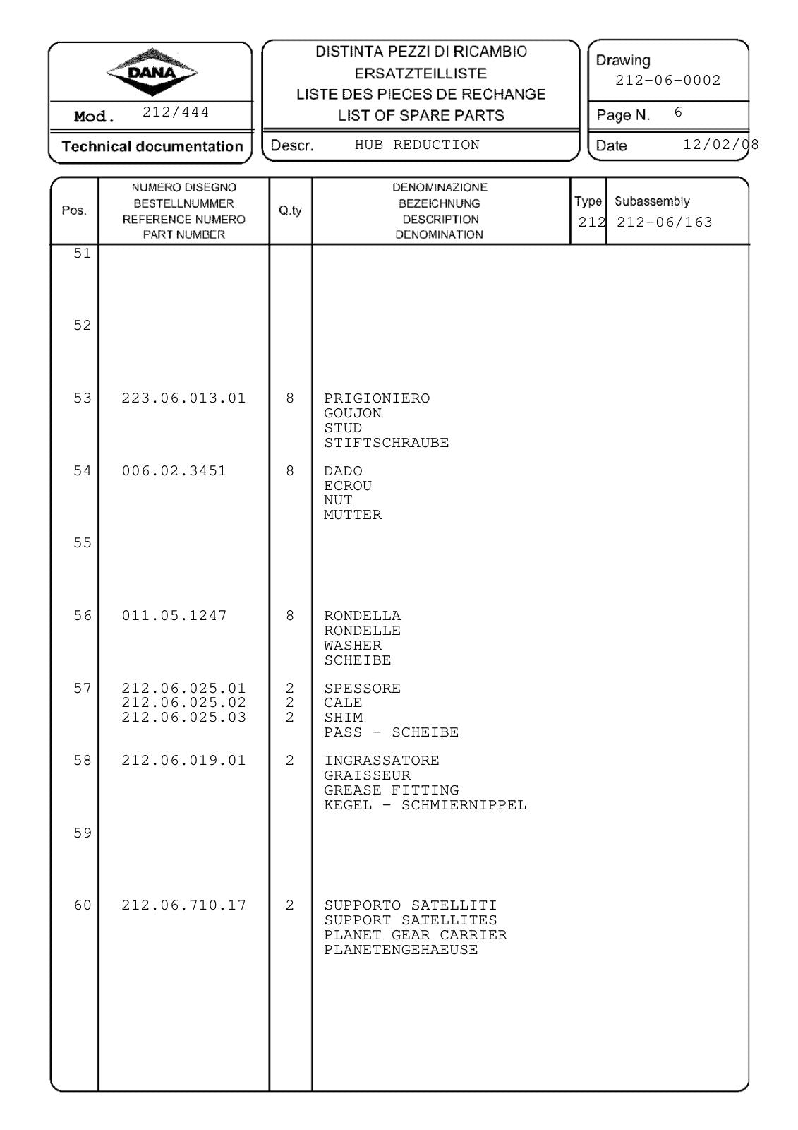 Dana Spicer 212/444 Steering Axle Parts Catalog for Terex 3013 - 3415 - 3517 Telehandler – sample page 3