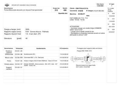 Dana Spicer 212/450 Steering Axle Parts Catalog for CNH Telehandler – sample page 1