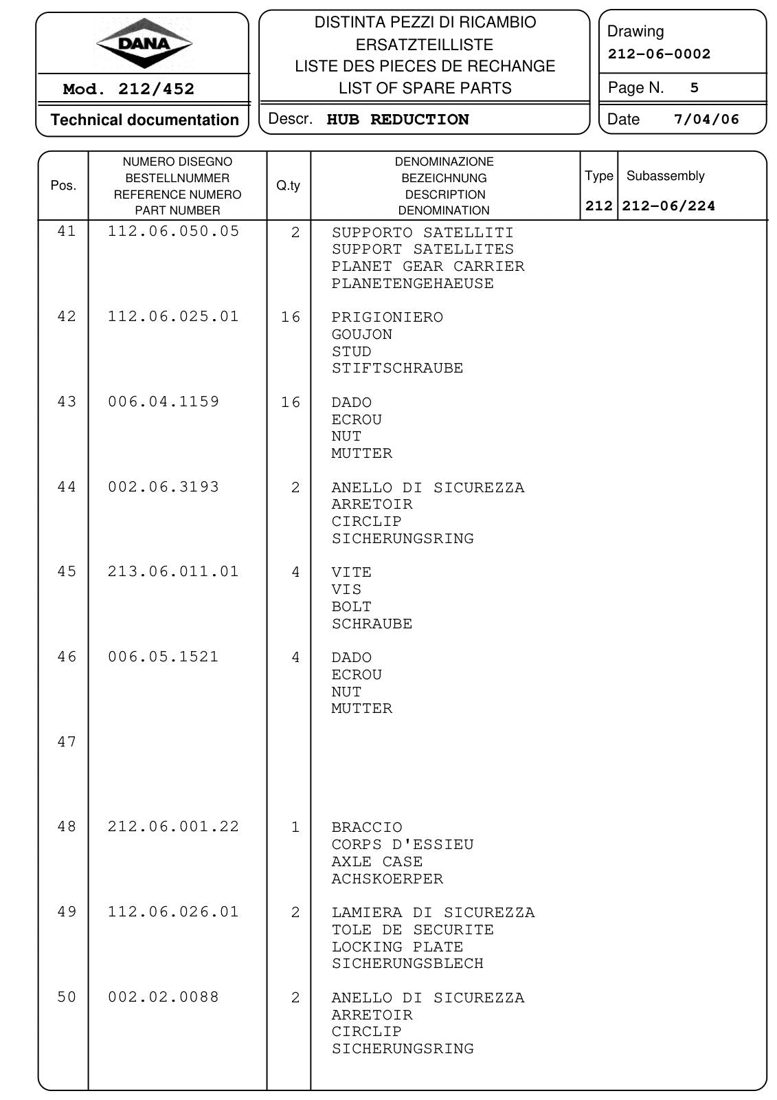 Dana Spicer 212/452 Steering Axle Parts Catalog for Manitou P0211-212-213-214-215 Telehandler (Manitou 27861) – sample page 3