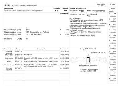 Dana Spicer 212/469 Steering Axle Parts Catalog for Manitou P0211-P0213-P0214 Telehandler (Manitou 259394) – sample page 1