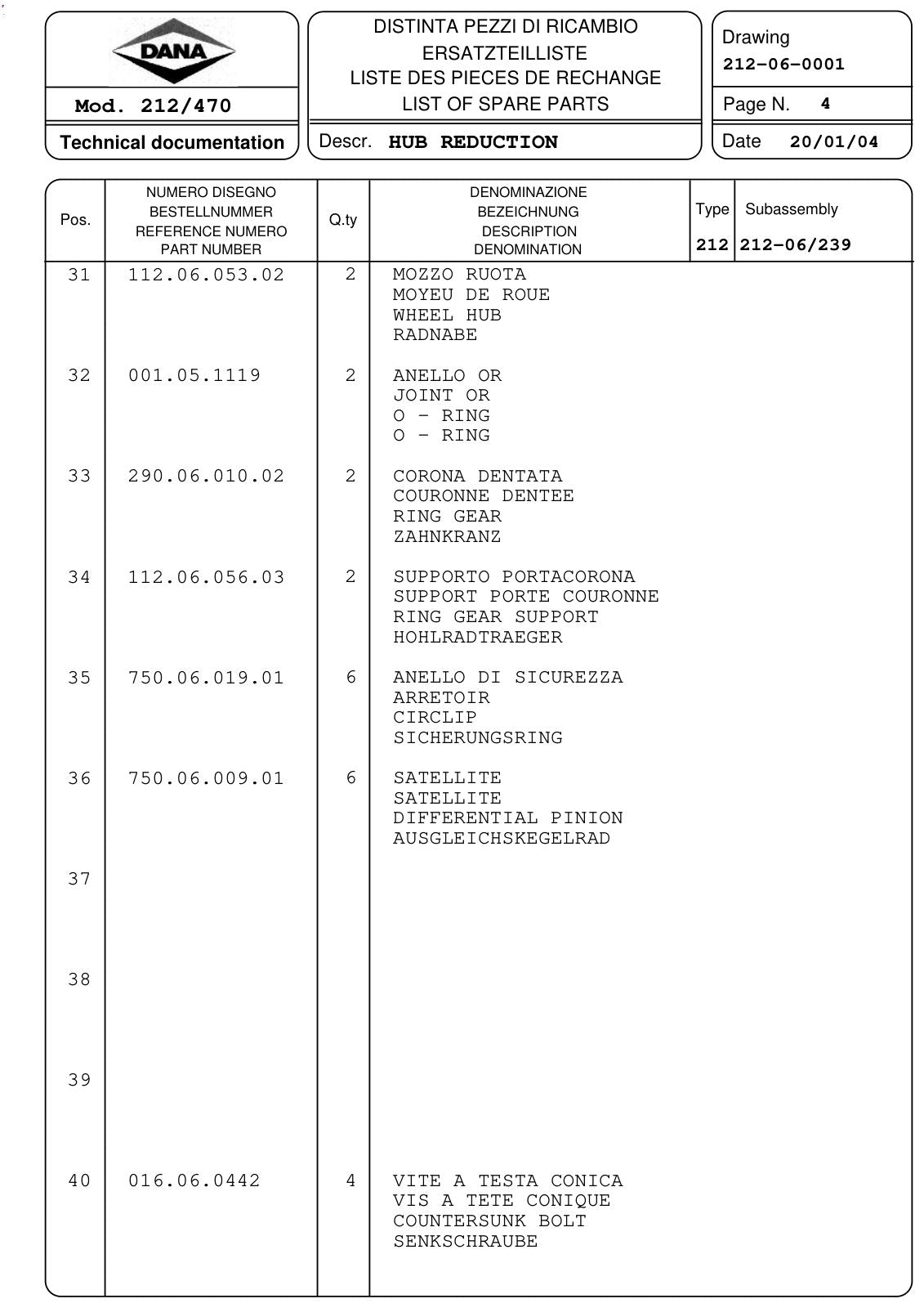 Dana Spicer 212/470 Steering Axle Parts Catalog for Manitou MLT 845 120 LSU Telehandler (Manitou 246848) – sample page 3