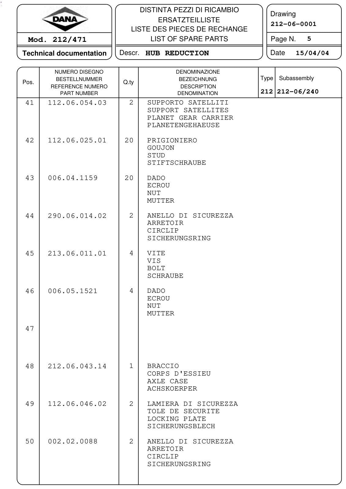 Dana Spicer 212/471 Steering Axle Parts Catalog for Manitou MLT 845 120 LSU Telehandler (Manitou 246849) – sample page 3
