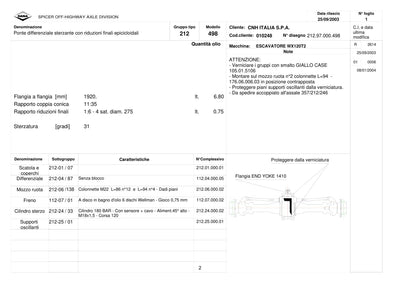 Dana Spicer 212/498 Steering Axle Parts Catalog for CNH WX120T2 Wheeled Excavator – sample page 1