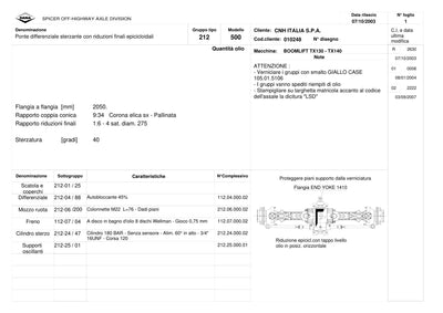 Dana Spicer 212/500 Steering Axle Parts Catalog for CNH TX130 - TX140 Telehandler – sample page 1