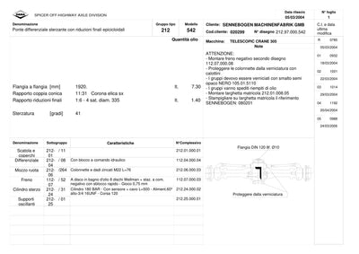 Dana Spicer 212/542 Steering Axle Parts Catalog for Sennebogen 305 Telescopic Crane – sample page 1