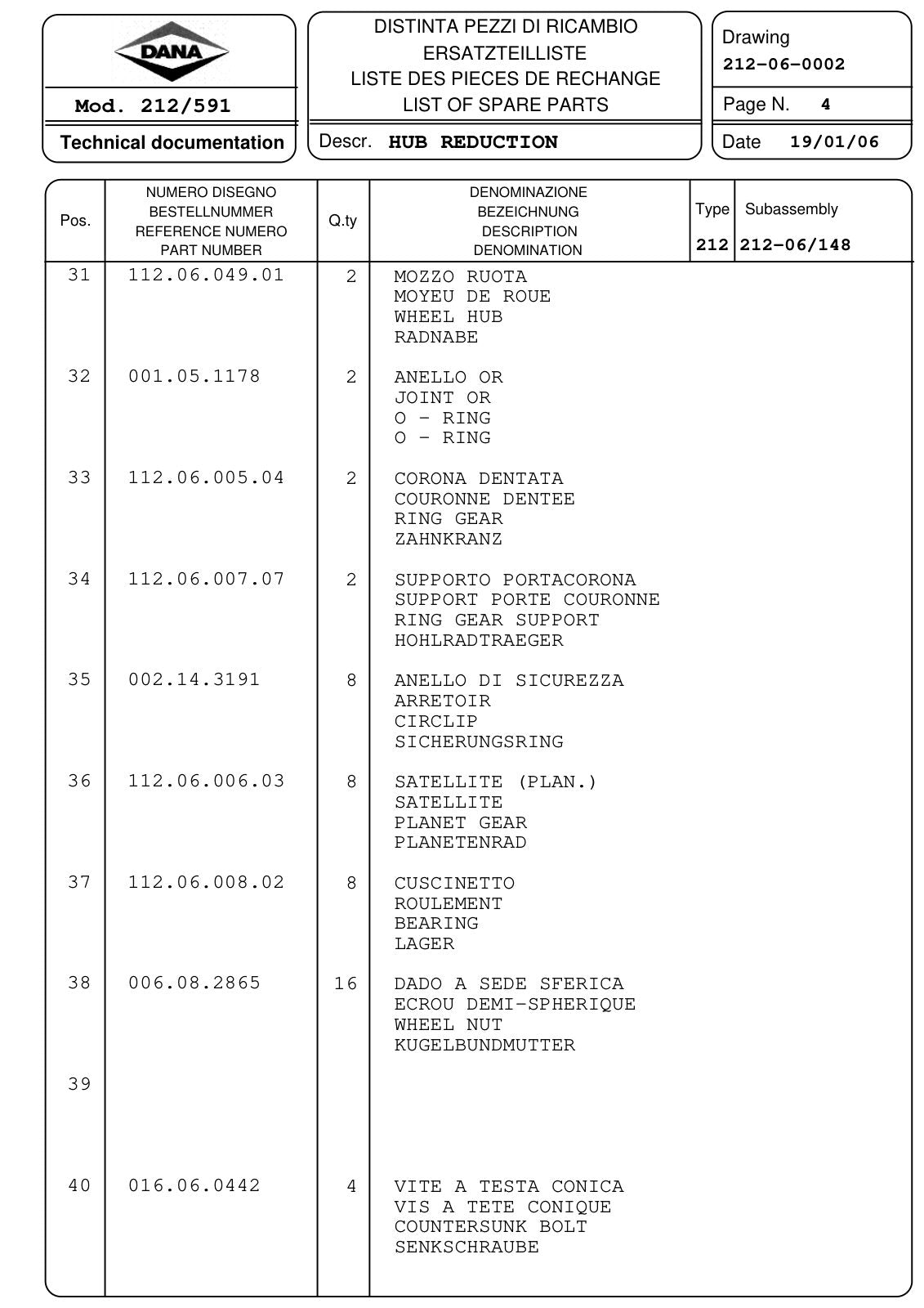 Dana Spicer 212/591 Steering Axle Parts Catalog for Dieci ET170 Telehandler – sample page 2