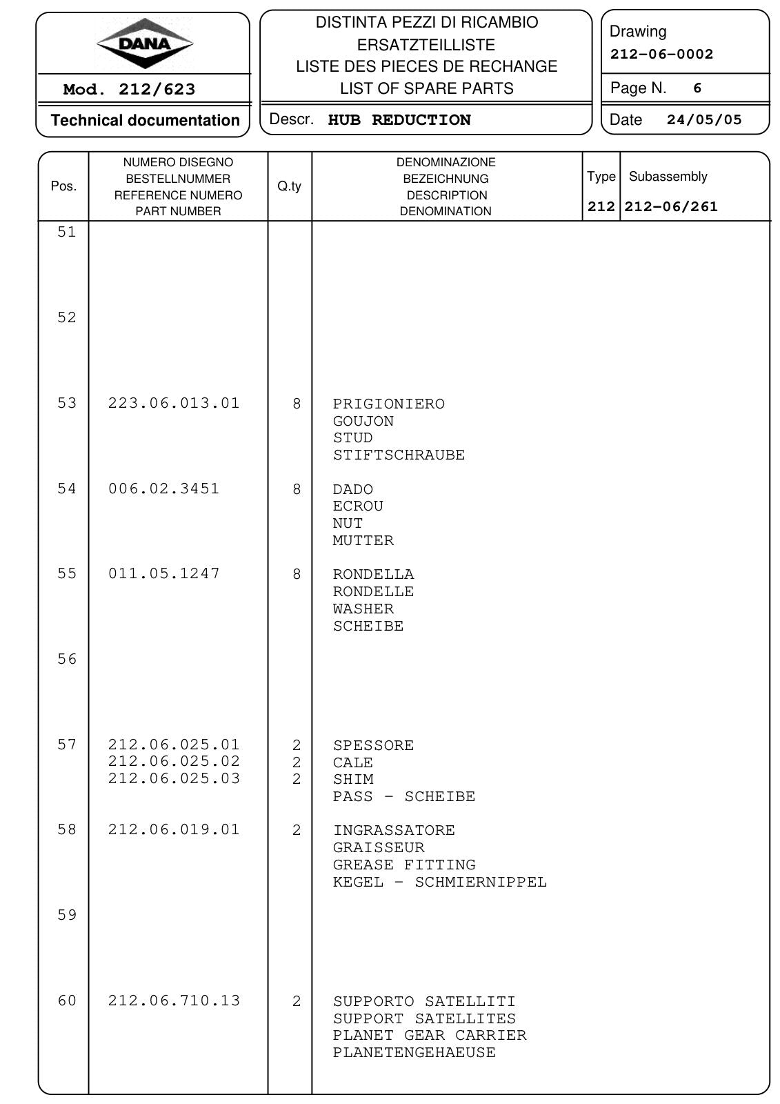 Dana Spicer 212/623 Steering Axle Parts Catalog for Manitou P 080 S2 Telehandler (Manitou 254994) – sample page 3