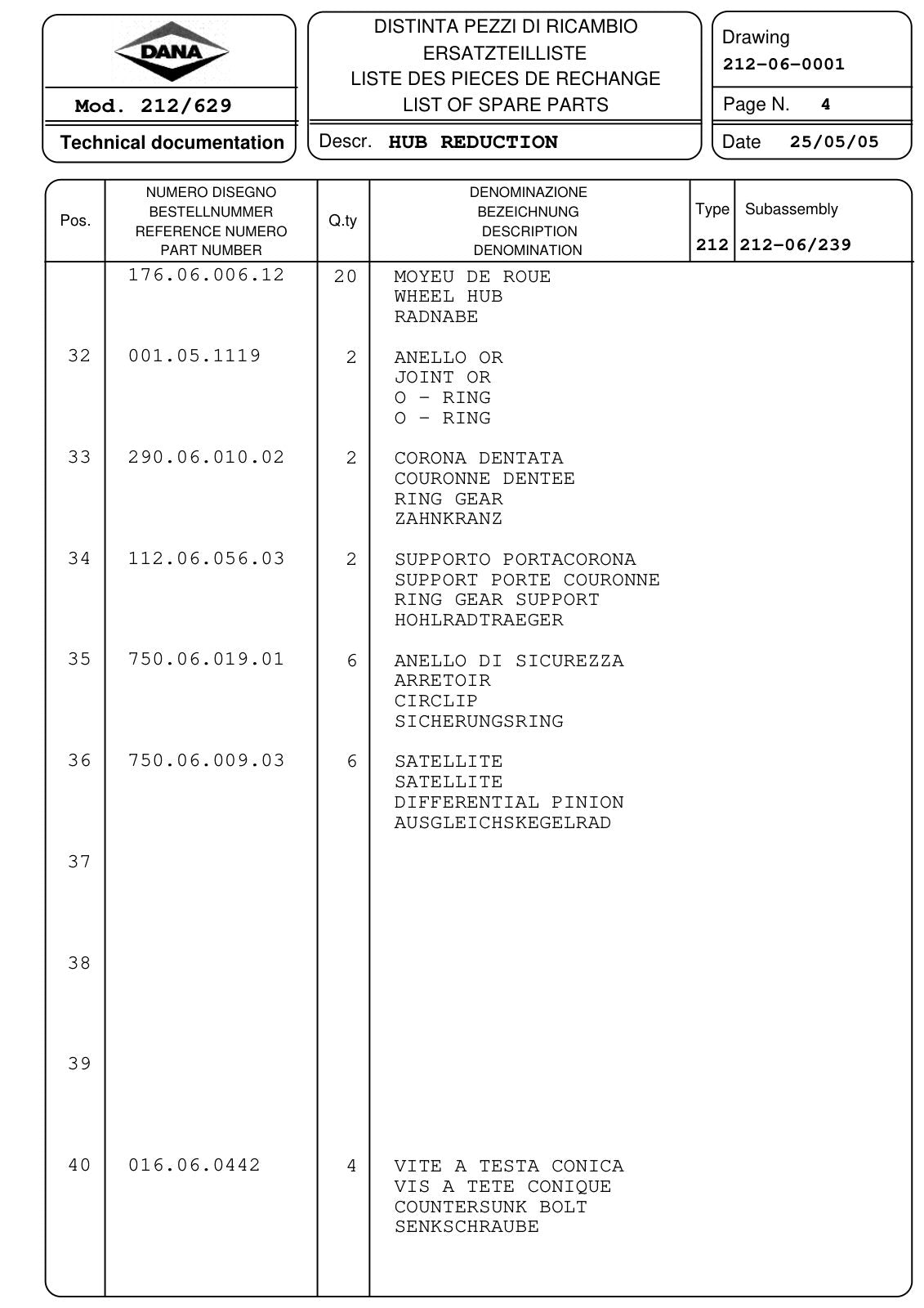 Dana Spicer 212/629 Steering Axle Parts Catalog for Manitou MLT 940 120 LSU Telehandler (Manitou 255000) – sample page 2