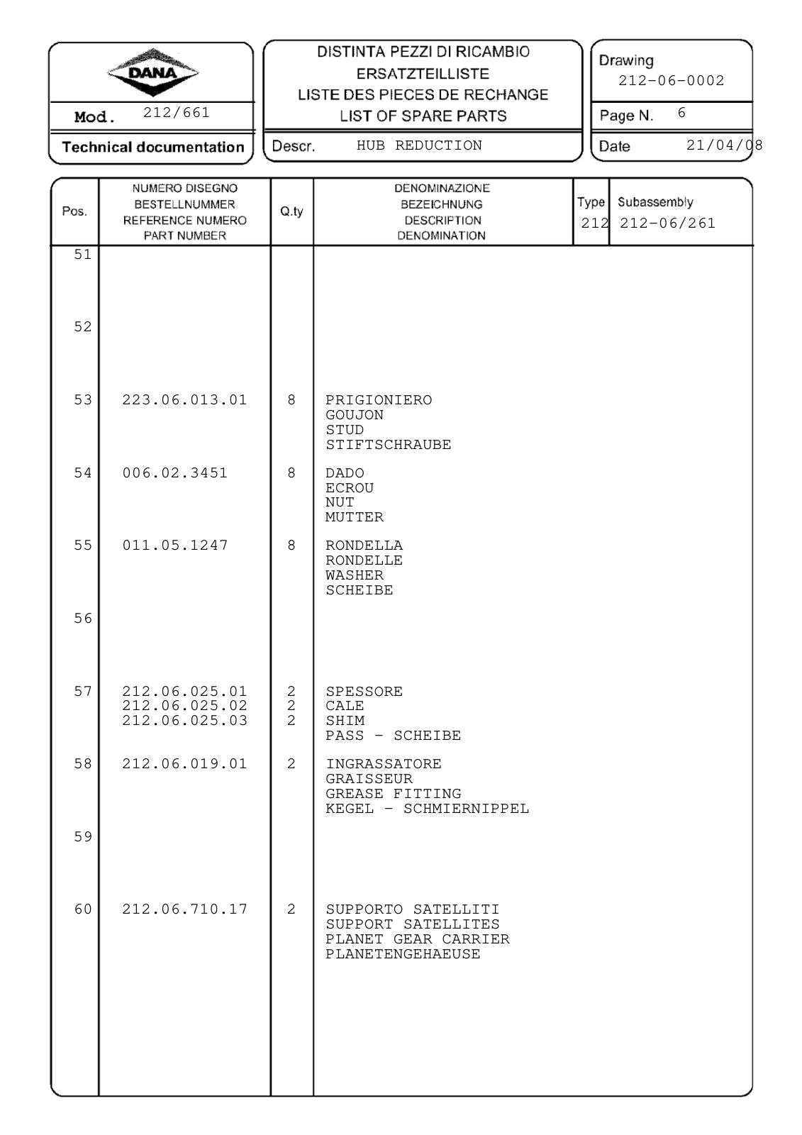 Dana Spicer 212/661 Steering Axle Parts Catalog for Manitou P 080 - 32 KM/H Telehandler – sample page 3