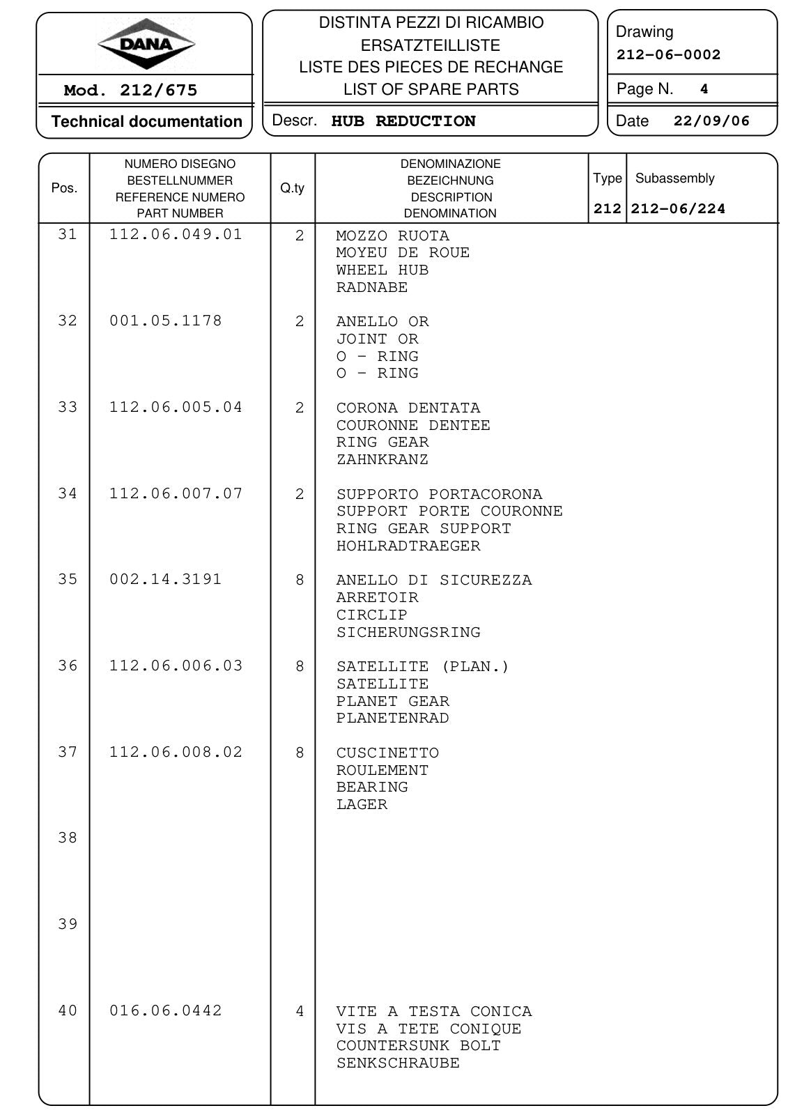Dana Spicer 212/675 Steering Axle Parts Catalog for Manitou P0210 - 35 KM/H Telehandler (Manitou 31517) – sample page 2