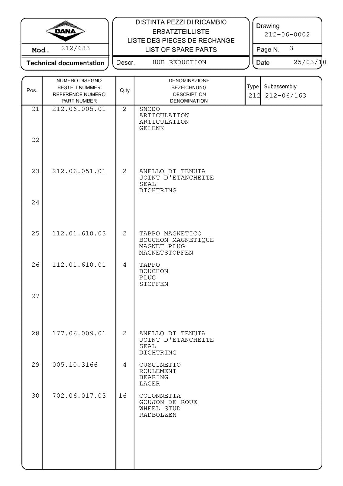 Dana Spicer 212/683 Steering Axle Parts Catalog for Terex AGRILIFT 737/1037-4013 Telehandler – sample page 2