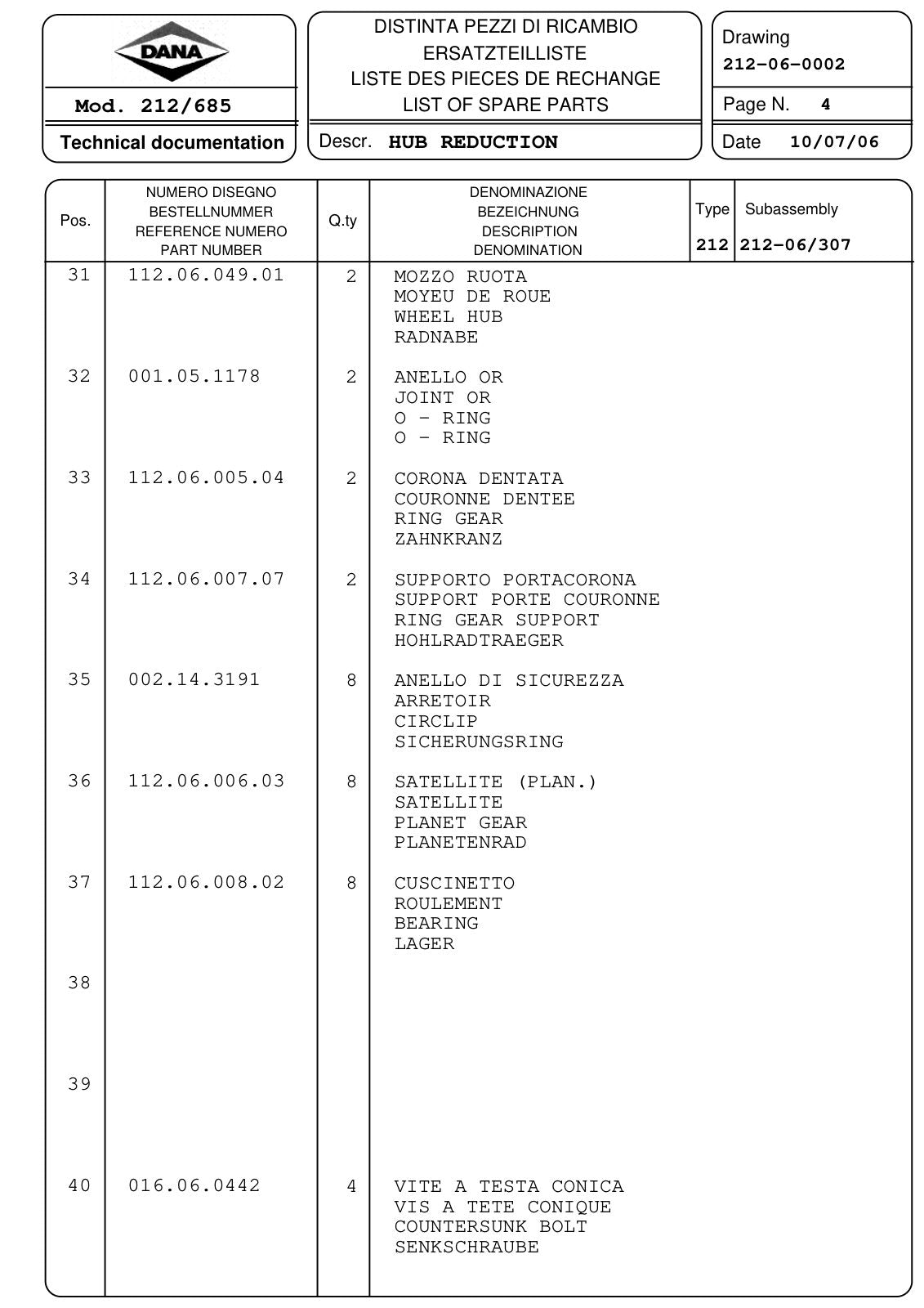 Dana Spicer 212/685 Steering Axle Parts Catalog for Kramer 3006-3207-4107 20KM/H Telehandler – sample page 3