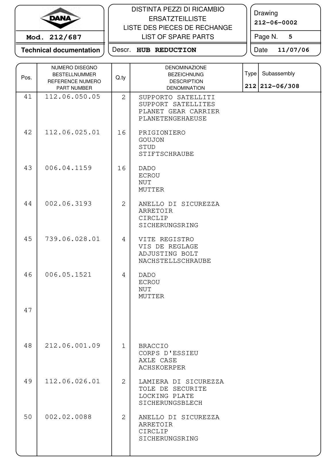 Dana Spicer 212/687 Steering Axle Parts Catalog for Kramer 3006 40KM/H Telehandler – sample page 3