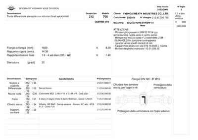 Dana Spicer 212/700 Steering Axle Parts Catalog for Hyundai R1400W-7A Wheeled Excavator – sample page 1