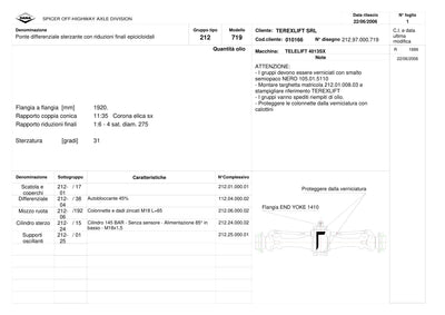 Dana Spicer 212/719 Steering Axle Parts Catalog for Terex 4013SX Telehandler – sample page 1