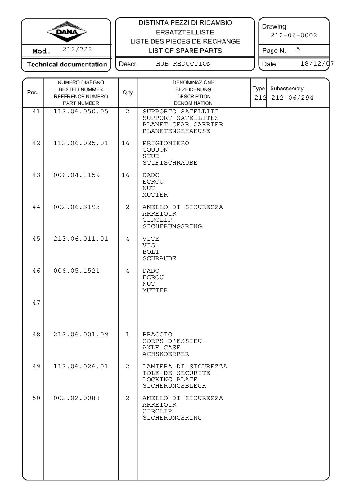 Dana Spicer 212/722 Steering Axle Parts Catalog for Sanko MST S11 Telehandler – sample page 3